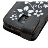 Housse coque etui pour LG Optimus 2X motif fleurs couleur noir + film protecteur