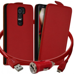 Housse coque Etui Rouge pour LG G2 + Chargeur Voiture Auto