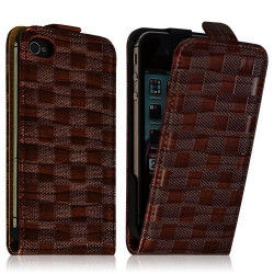 Housse étui coque pour Apple Iphone 4 / 4S couleur marron + Film de protection