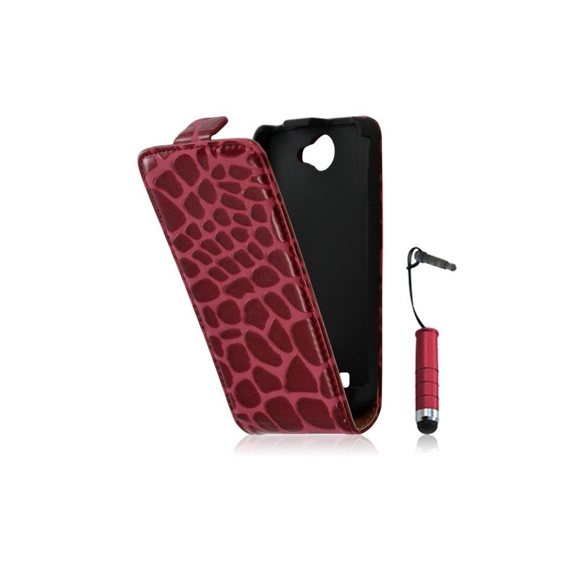 Housse étui coque style crocodile pour Galaxy W i8150 + mini stylet