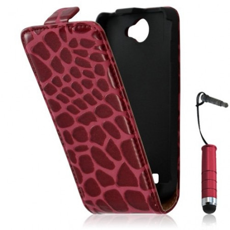 Housse étui coque style crocodile pour Galaxy W i8150 + mini stylet