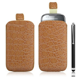 Housse coque étui pochette style croco pour Samsung Galaxy Naos i5801 + Stylet