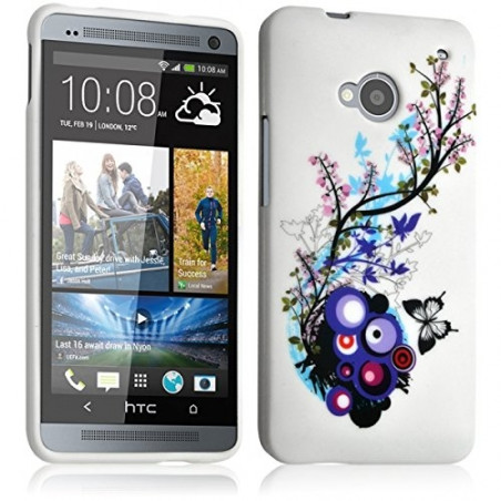 Housse Etui Coque Semi Rigide pour HTC One M7 avec motif HF01 + Film de Protection