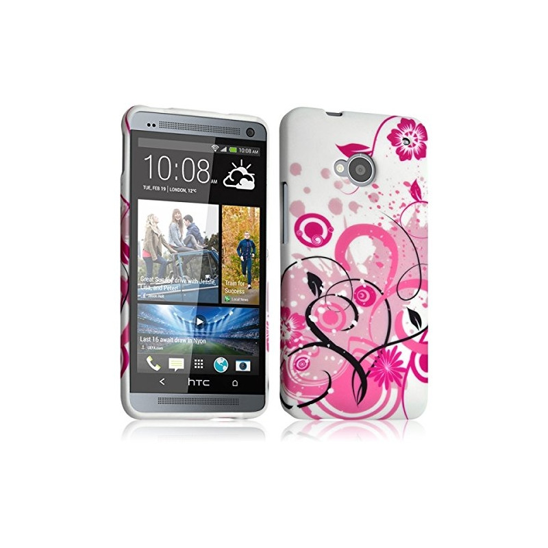 Housse Etui Coque Semi Rigide pour HTC One M7 avec motif HF30 + Film de Protection