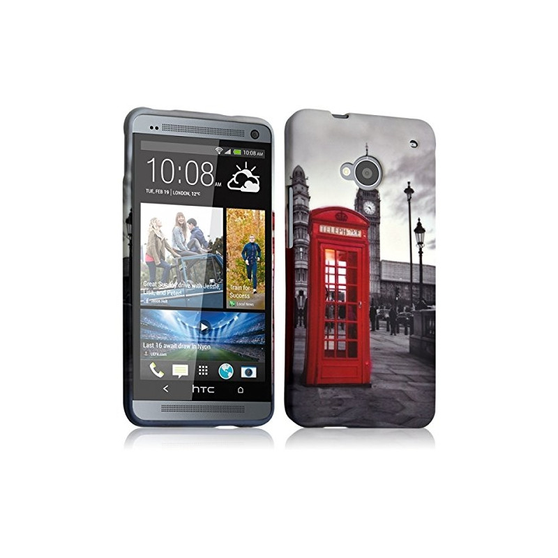 Housse Etui Coque Semi Rigide pour HTC One M7 avec motif KJ03B + Film de Protection