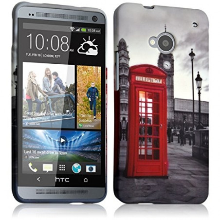 Housse Etui Coque Semi Rigide pour HTC One M7 avec motif KJ03B + Film de Protection