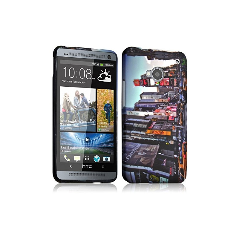 Housse Etui Coque Semi Rigide pour HTC One M7 avec motif KJ26B + Film de Protection