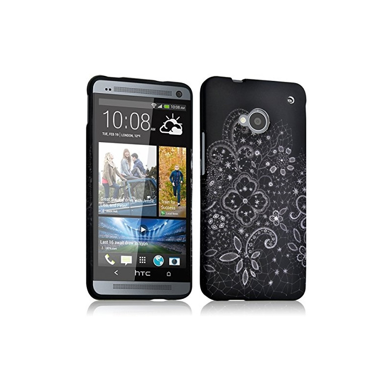 Housse Etui Coque Semi Rigide pour HTC One M7 avec motif LM11 + Film de Protection