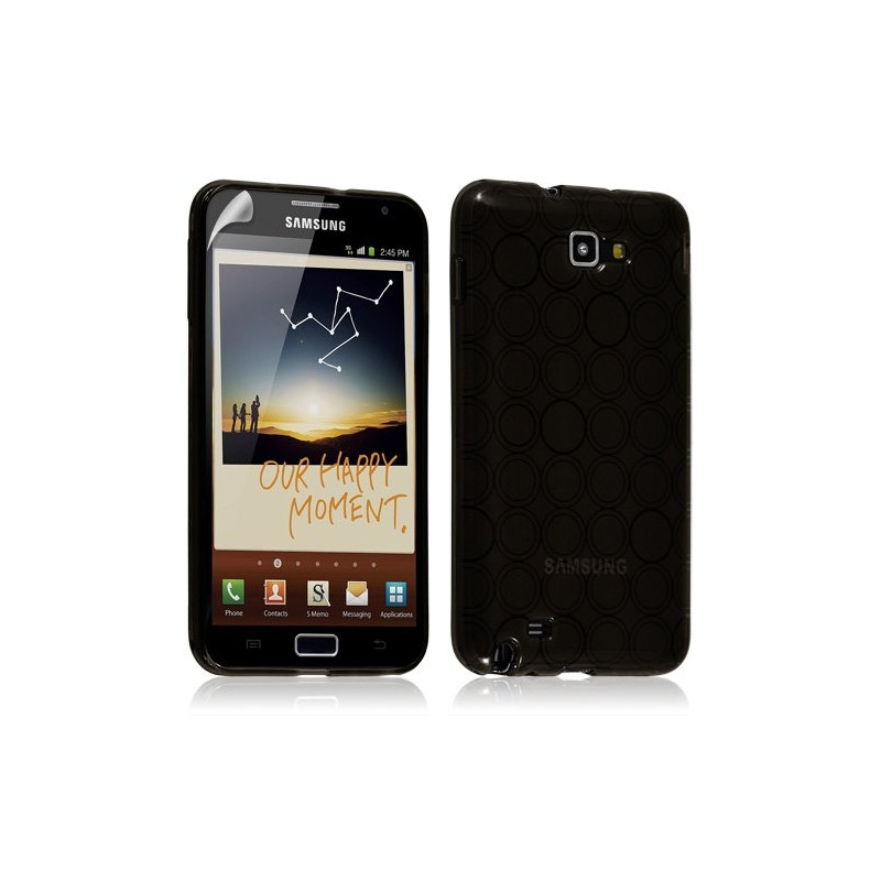 Housse coque étui en gel transparent pour Samsung Galaxy Note motif cercle couleur noir + Film protecteur