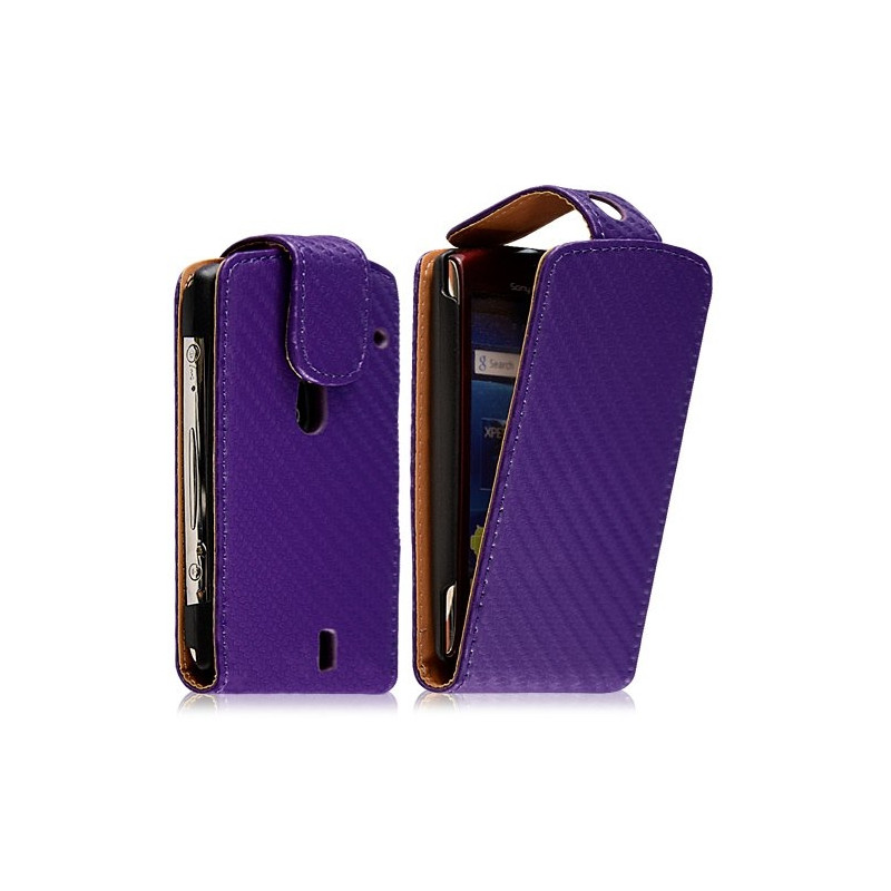 Housse coque étui pour Sony Ericsson Xperia Kyno motif gaufré couleur violet + film protecteur