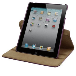 Housse coque etui pour Apple Ipad 2 de luxe avec sytème de rotation à 360 degrès couleur violet + Stylet luxe