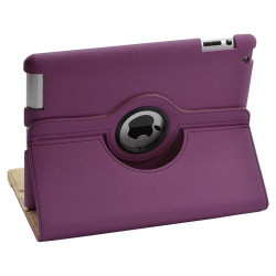 Housse coque etui pour Apple Ipad 2 de luxe avec sytème de rotation à 360 degrès couleur violet + Stylet luxe