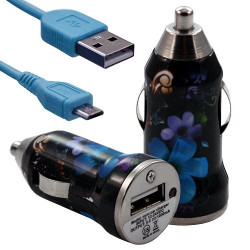 Chargeur voiture allume cigare USB avec câble data avec motif HF16 pour Sony Ericsson : / Vivaz / Vivaz pro / Xperia PLAY / Xpe