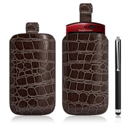 Housse coque étui pochette style croco pour Sony Ericsson Xperia Kyno + Stylet