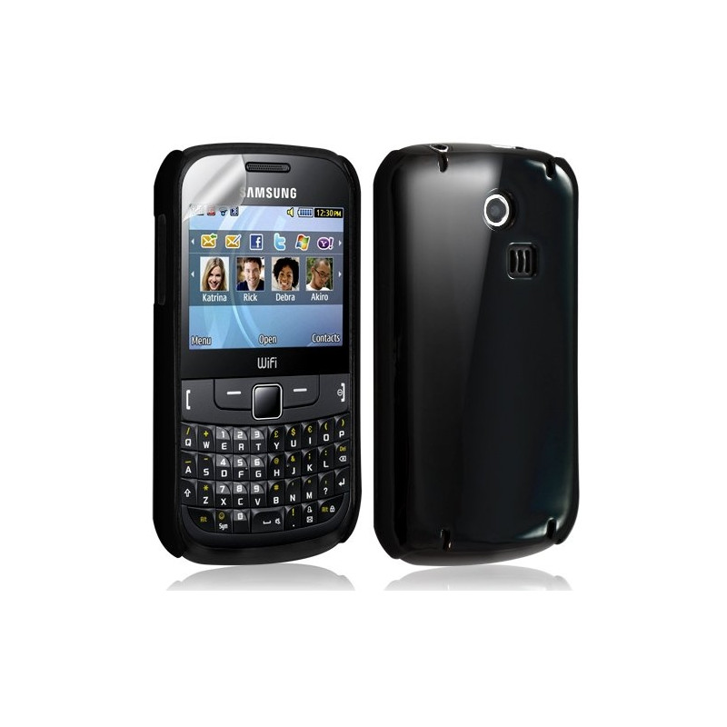 Housse étui coque rigide brillante pour Samsung Chat 335 S3350 couleur noir