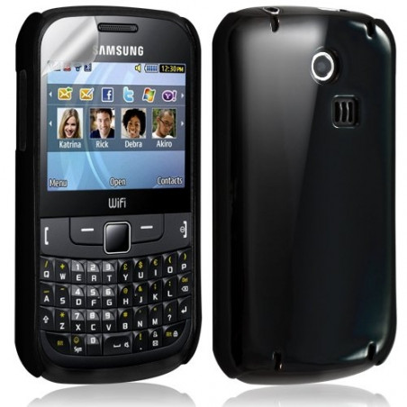 Housse étui coque rigide brillante pour Samsung Chat 335 S3350 couleur noir