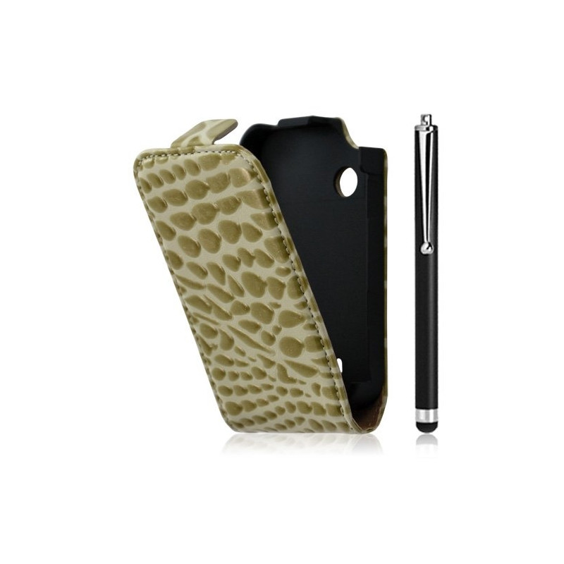 Housse étui coque style crocodile pour Samsung Champ Duos E2652 + stylet luxe