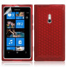 Housse étui coque gel pour Nokia Lumia 800 motif diamant couleur rouge translucide + Film protecteur