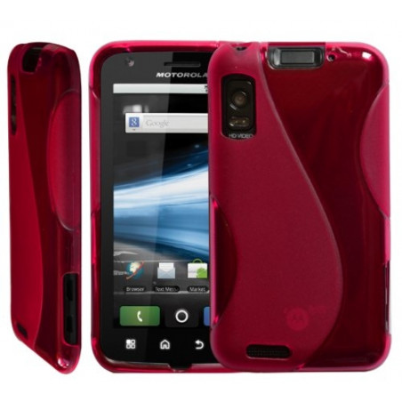 housse étui coque silicone en gel rose fuchsia pour Motorola Atrix + film de protection