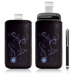 Housse coque étui pochette pour HTC Sensation avec motif + Stylet luxe