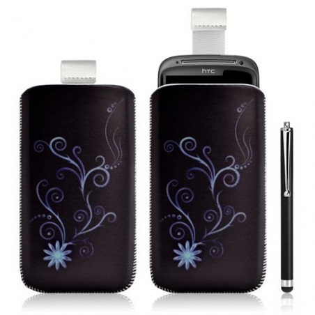 Housse coque étui pochette pour HTC Sensation avec motif + Stylet luxe