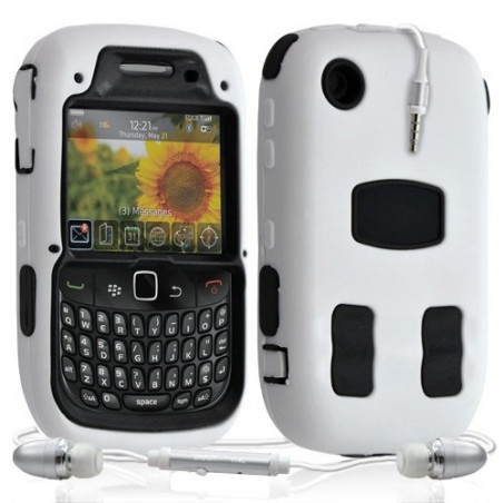 Housse étui coque rigide pour BlackBerry Curve 8520 couleur blanc + Kit Piéton + Film protecteur