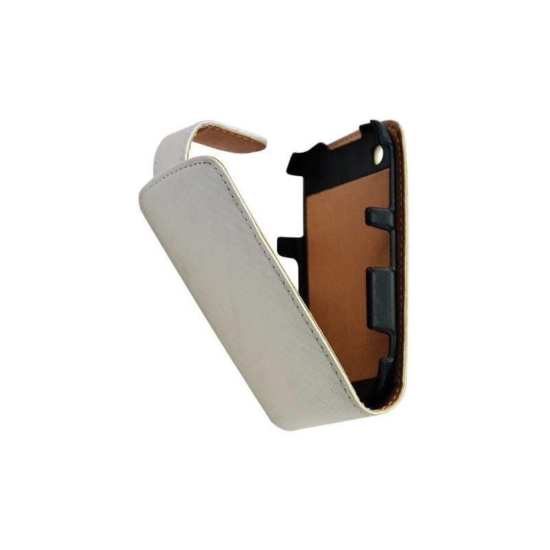 Housse coque étui gaufré pour BlackBerry Curve 8520 couleur blanc nacré