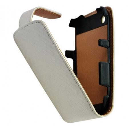 Housse coque étui gaufré pour BlackBerry Curve 8520 couleur blanc nacré