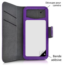 Etui Universel L Porte-Carte Couleur Violet pour Wiko Tommy 3