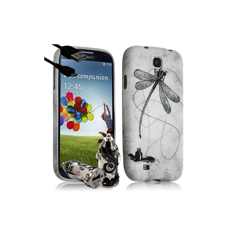 Housse Coque pour Samsung Galaxy S4 avec motif LM01 + Chargeur Auto