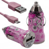 Chargeur voiture allume cigare USB avec câble data avec motif HF17 pour Sony Ericsson : / Vivaz / Vivaz pro / Xperia PLAY / Xpe