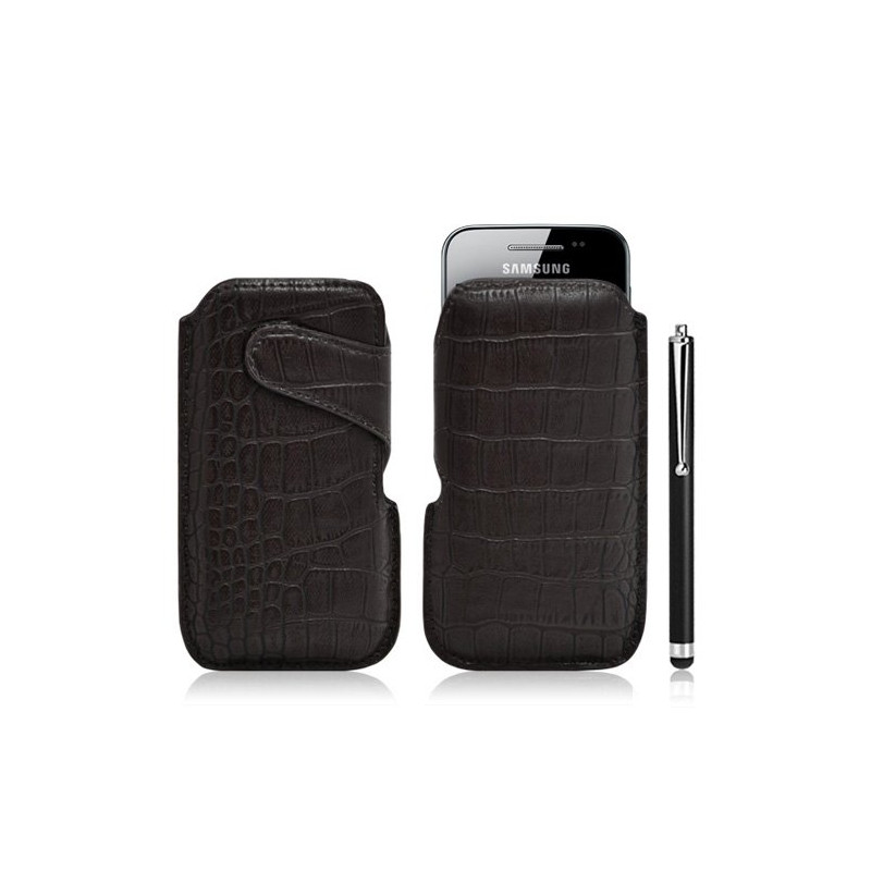 Housse coque étui pochette style croco pour Samsung Galaxy Ace S5830 + Stylet