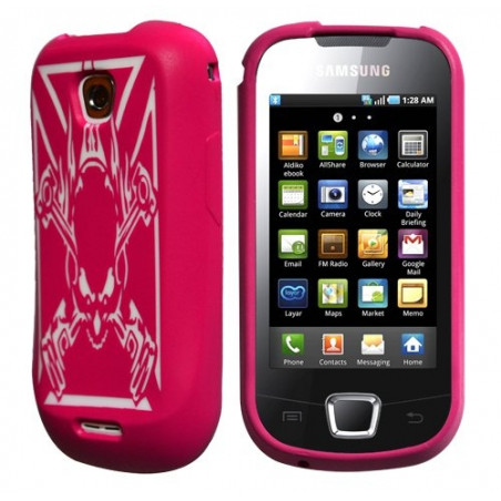 Housse coque en silicone rose fuchsia motif tête de mort pour Samsung Galaxy Teos I5800 + film protecteur d'écran