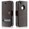 housse étui coque style croco pour Apple Iphone 4/4S couleur marron+ Film de protection