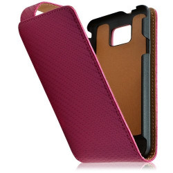 Housse coque étui pour Samsung Galaxy S2 Plus motif gaufre couleur rose fuschia + film ecran