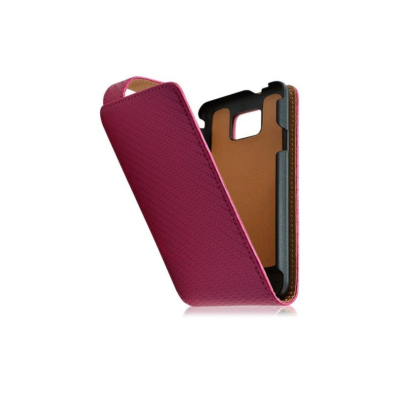 Housse coque étui pour Samsung Galaxy S2 Plus motif gaufre couleur rose fuschia + film ecran