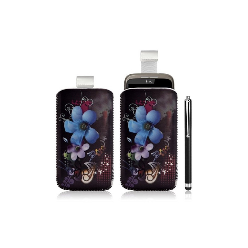 Housse coque étui pochette pour HTC Wildfire G8 avec motif + Stylet luxe