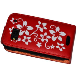 Housse coque étui fleur rouge pour Motorola Defy + film protecteur