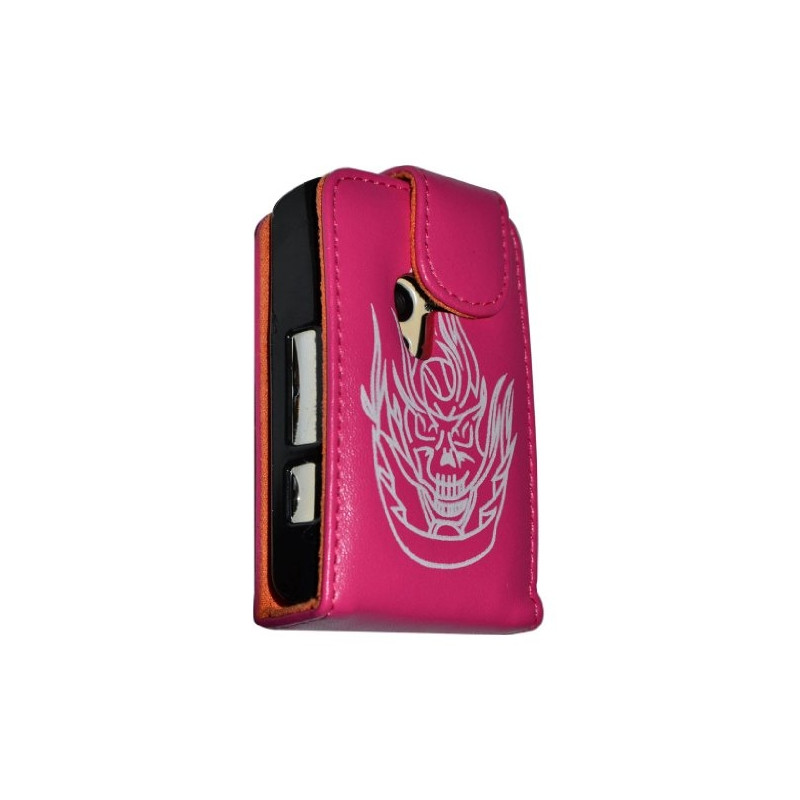 Housse coque étui Rose Fuchsia Tête de Mort pour Sony Ericsson Xperia X10 Mini + Film de protection d'écran