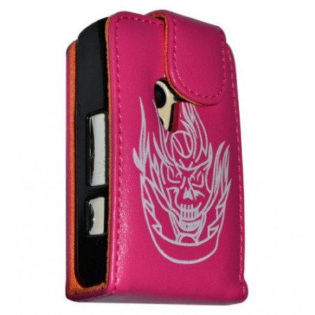 Housse coque étui Rose Fuchsia Tête de Mort pour Sony Ericsson Xperia X10 Mini + Film de protection d'écran