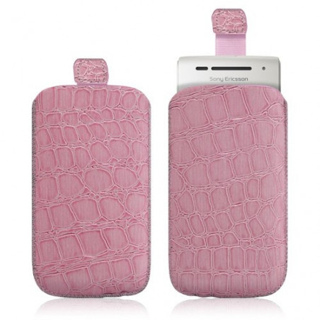 Housse coque étui pochette style croco pour Sony Ericsson Xperia x8