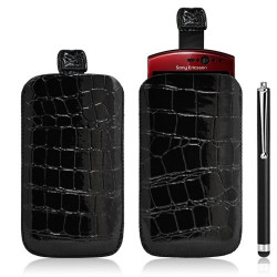 Housse coque étui pochette style croco pour Sony Ericsson Xperia Kyno + Stylet