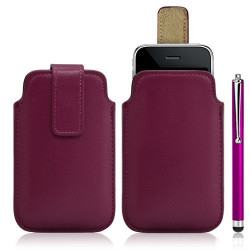 Housse coque étui pochette rose fuschia pour Apple Iphone 3G/3GS + Stylet