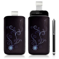 Housse coque étui pochette pour Motorola Defy avec motif + Stylet luxe