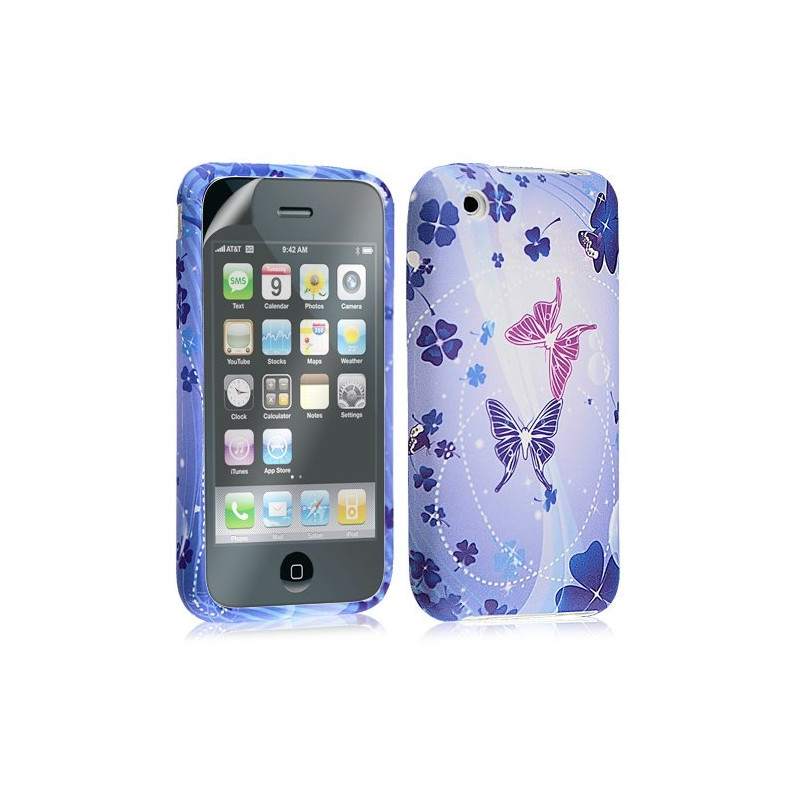 Housse étui coque en gel pour Apple Iphone 3G 3GS avec motifs + film protection