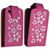 Housse coque étui rose fushia motif fleurs pour Blackberry Curve 8520 + film de protection