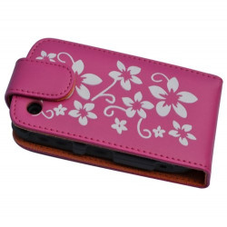 Housse coque étui rose fushia motif fleurs pour Blackberry Curve 8520 + film de protection