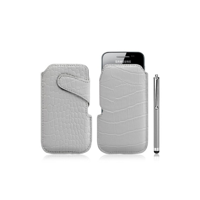 Housse coque étui pochette style croco pour Samsung Galaxy Ace S5830 + Stylet