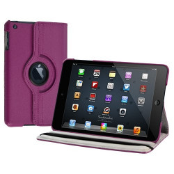 Housse coque étui pour Apple iPad Mini de luxe avec sytème de rotation à 360 degrès couleur rose fushia