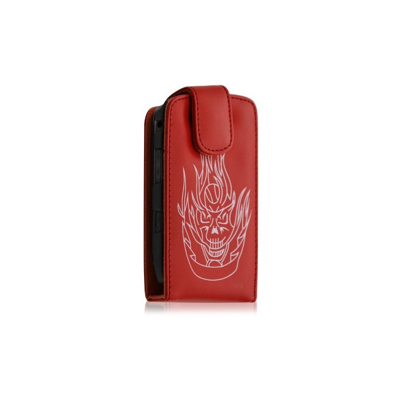 housse etui pour BlackBerry Torch 9800 Motif tête de mort couleur rouge + film protecteur ecran